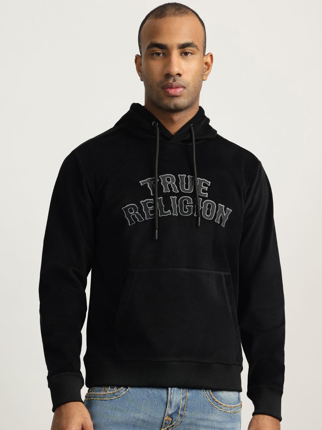 

True Religion Men Embroidered Hooded Sweatshirt, Black