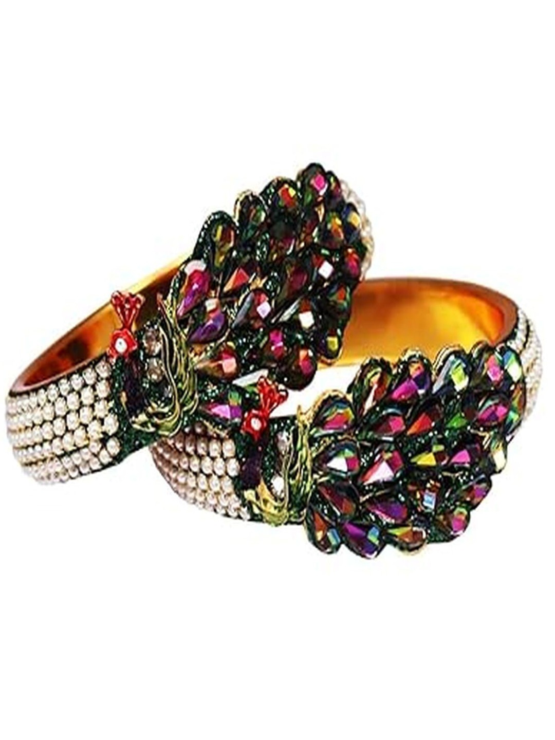 

TAJ BRIDAL STORE Gold-Plated Artificial Stone Studded Kada Bracelet