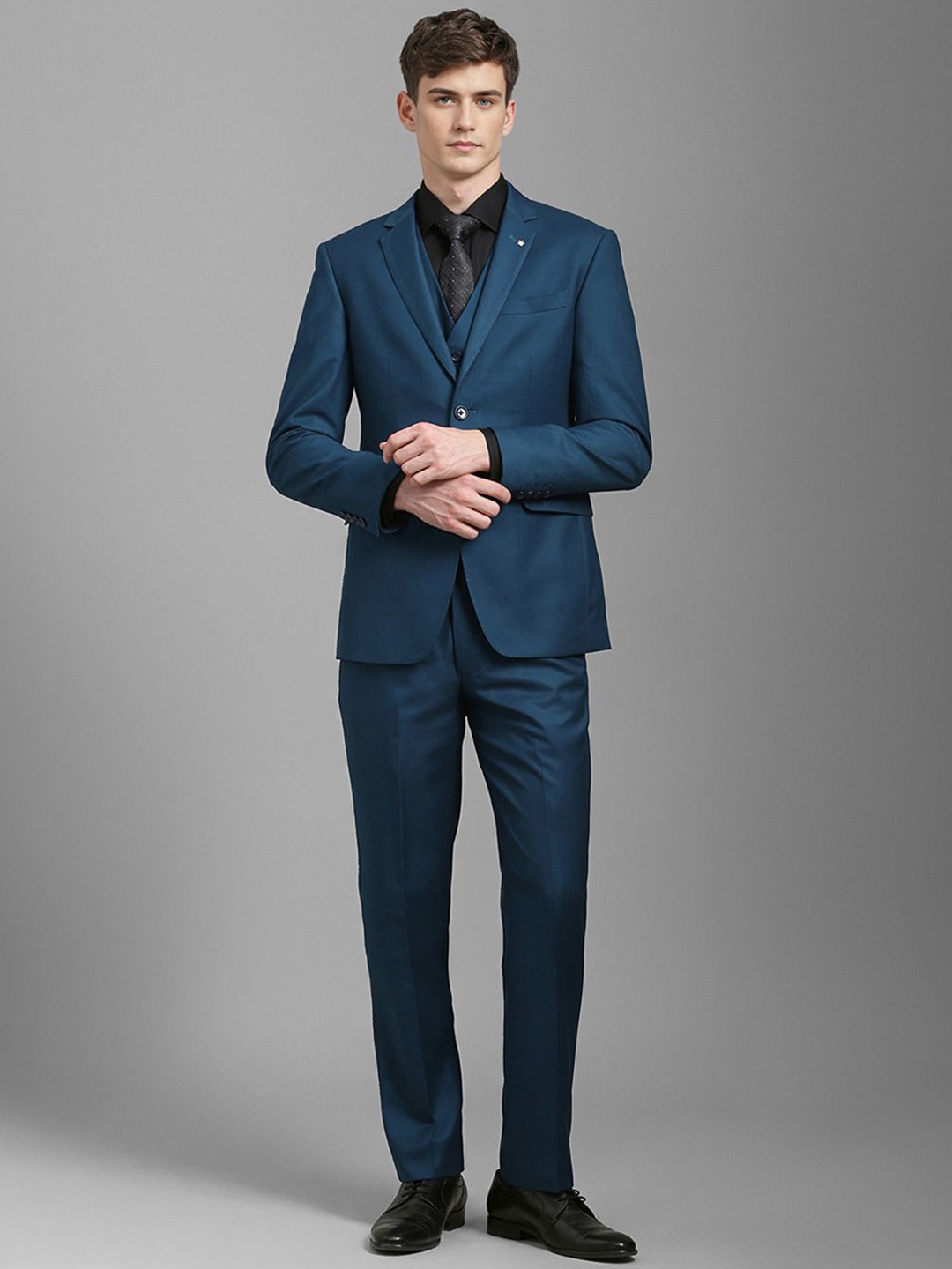 

Louis Philippe Slim-Fit Single-Breasted Formal Three-Piece Suit, Blue