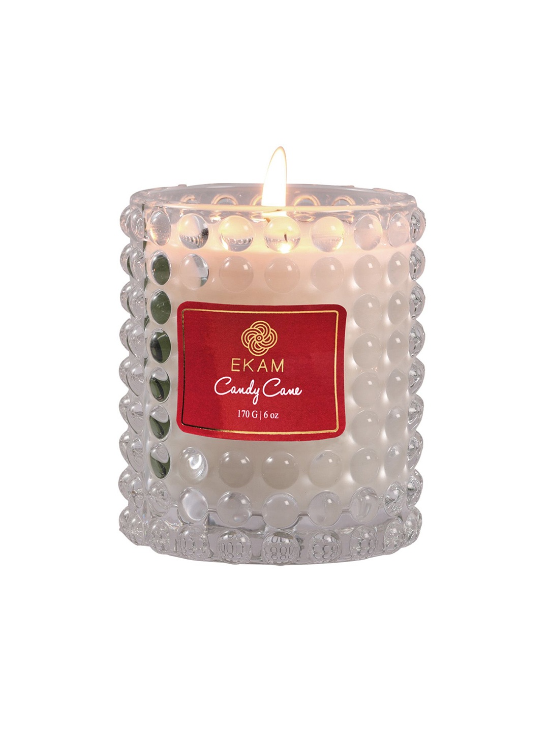

Ekam White Candy Cane 6 oz Hobnail Scented Jar Candle