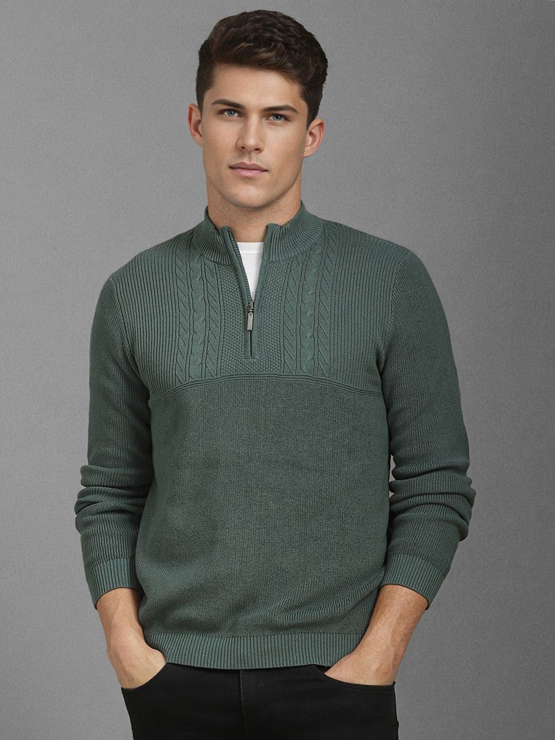 

Louis Philippe Jeans Men Cable Knit Cotton Pullover, Green