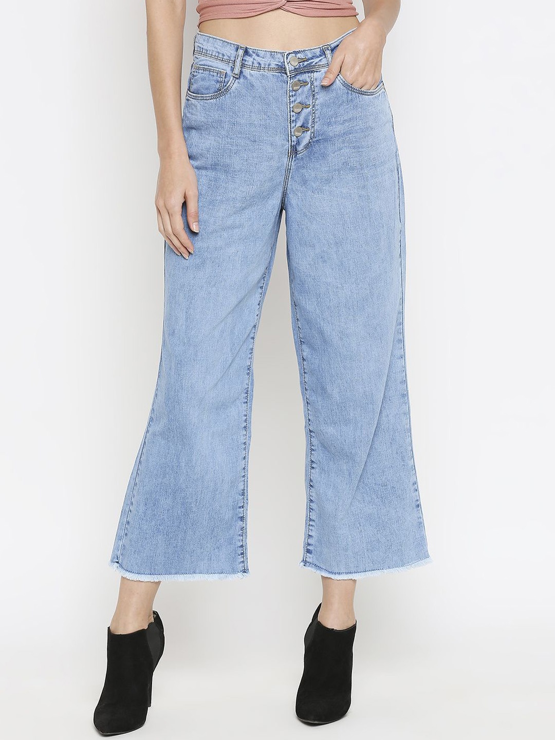 

Kraus Jeans Women Wide Leg High-Rise Light Fade Jeans, Blue