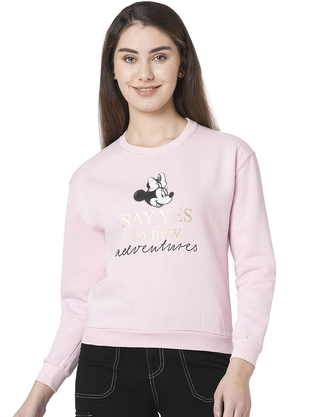 

Kraus Jeans Women Printed Round Neck Sweatshirt, Pink