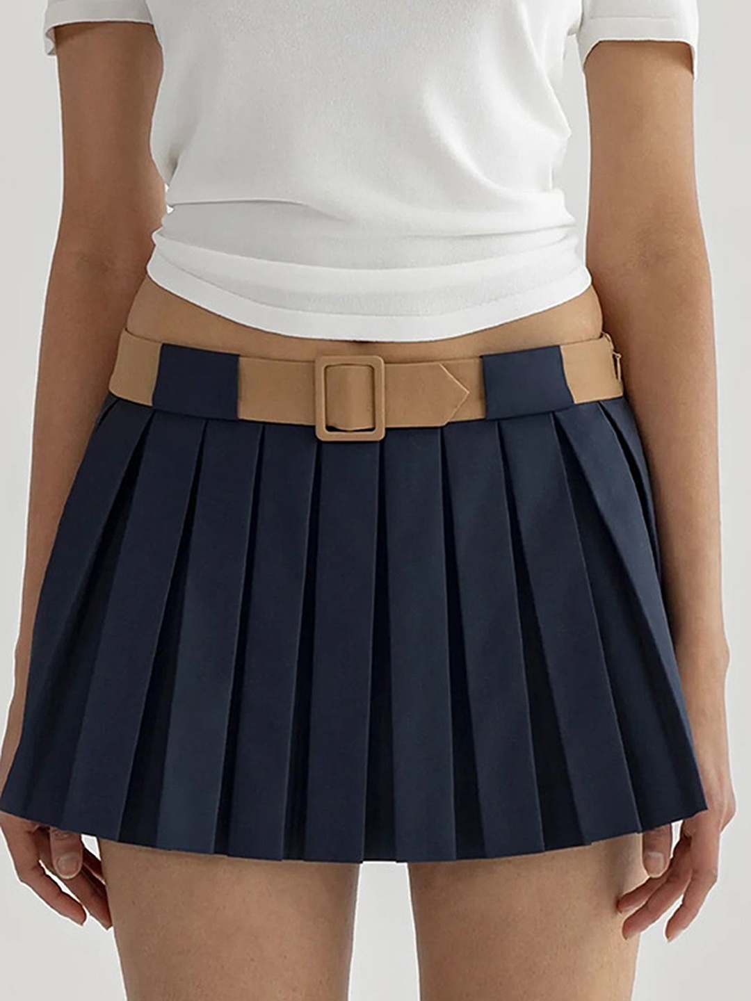 

LULU & SKY Women Pleated A-Line Skort, Navy blue