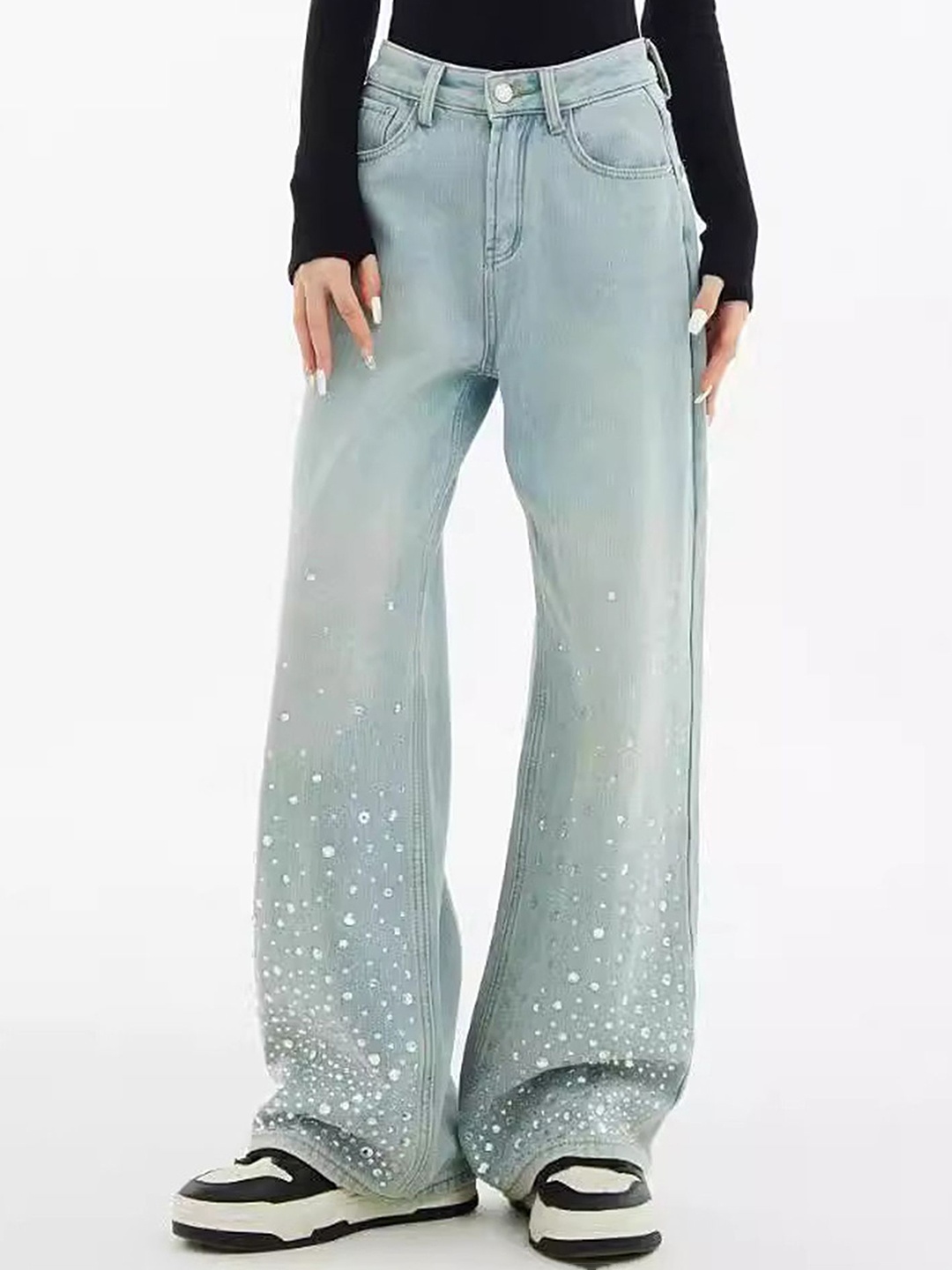 

LULU & SKY Women Straight Fit High-Rise Light Fade Stretchable Jeans, Blue