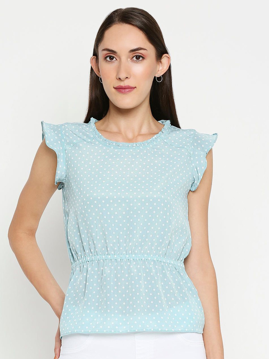 

Kraus Jeans Women Printed Cinched Waist Top, Green