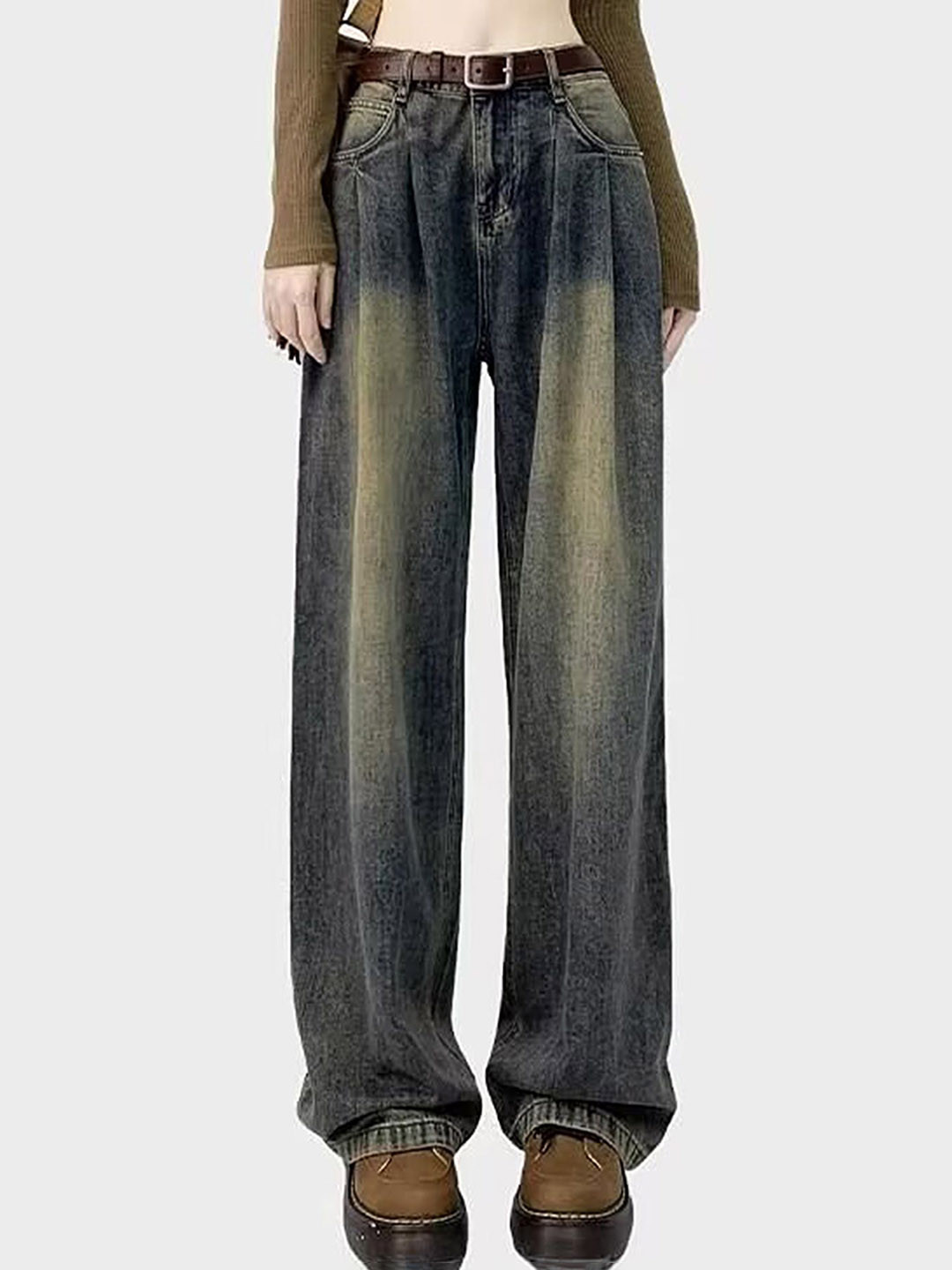 

LULU & SKY Women Straight Fit High-Rise Heavy Fade Jeans, Grey