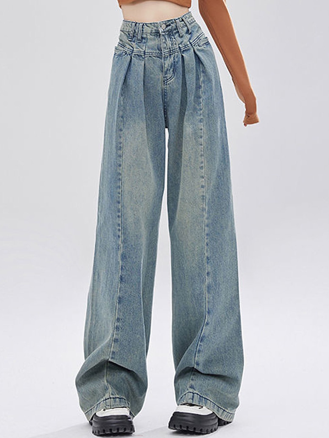 

LULU & SKY Women Wide Leg High-Rise Jeans, Blue
