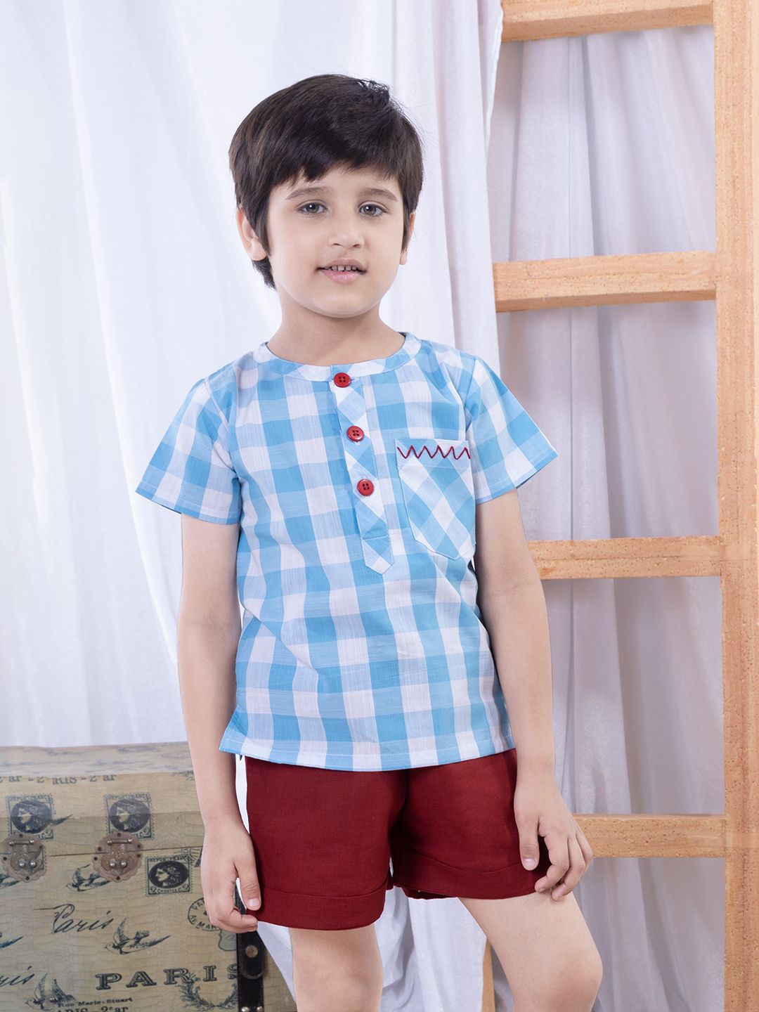 

Soleilclo Boys Comfort Mandarin Collar Solid Cotton Casual Shirt, Blue