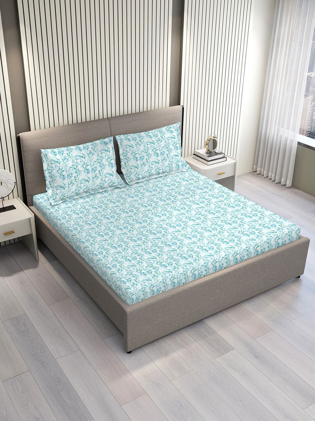 

Layers Lumina Floret Blue & White Floral Cotton 144 TC Queen Bedsheet Set-2.54 m x 2.23 m