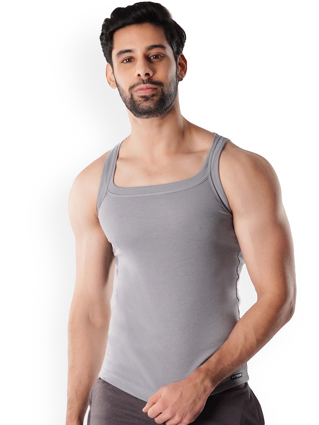 

Crusoe Men Sleeveless Basic Innerwear Cotton Vests CRU-2011-207, Grey