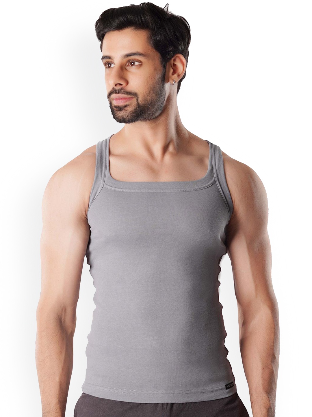 

Crusoe Women Square Neck Cotton Basic Vest CRU-2011-204, Grey