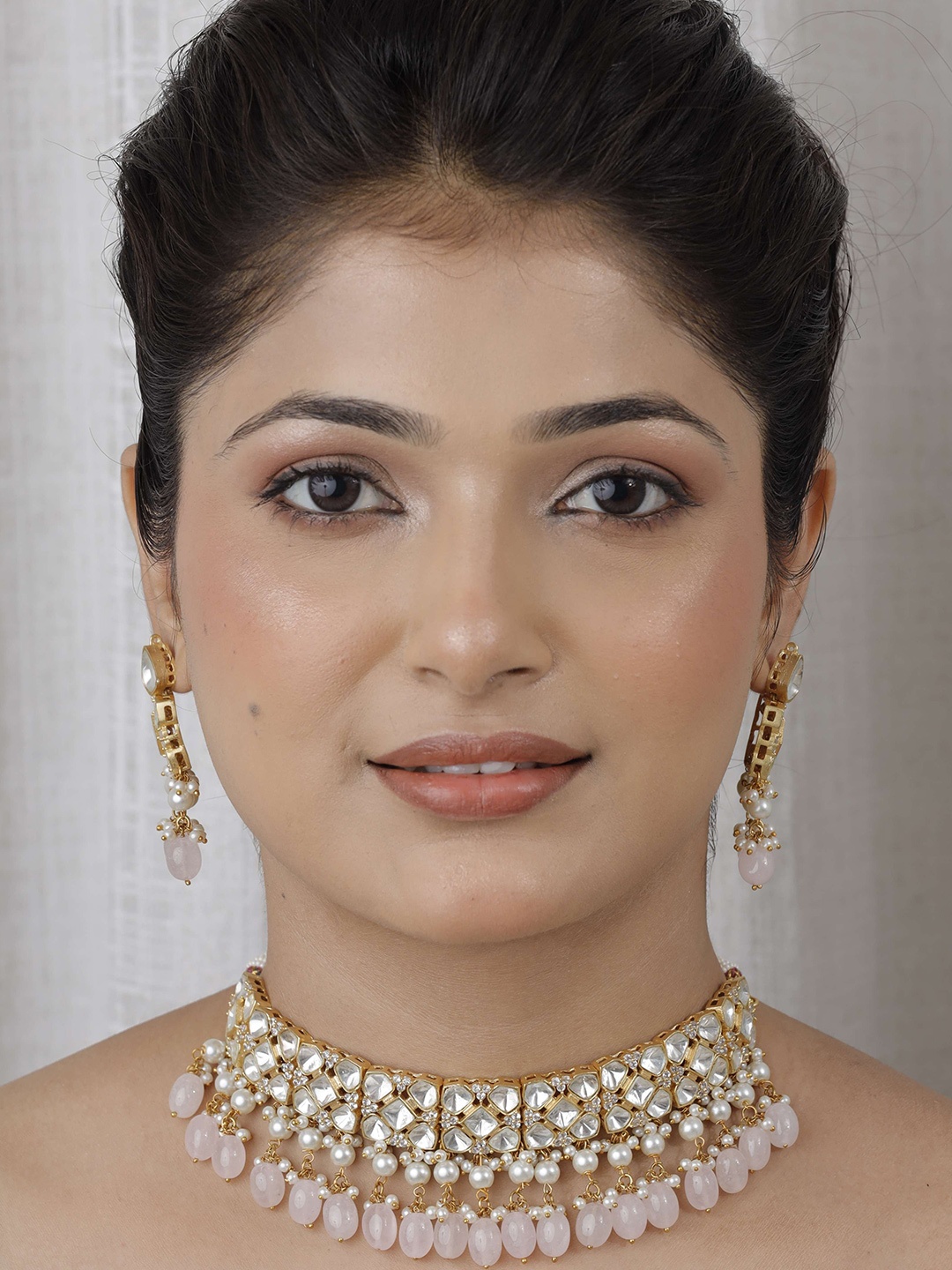 

STYLE DECO Gold Plated CZ Studded & Beaded Jewellery Set