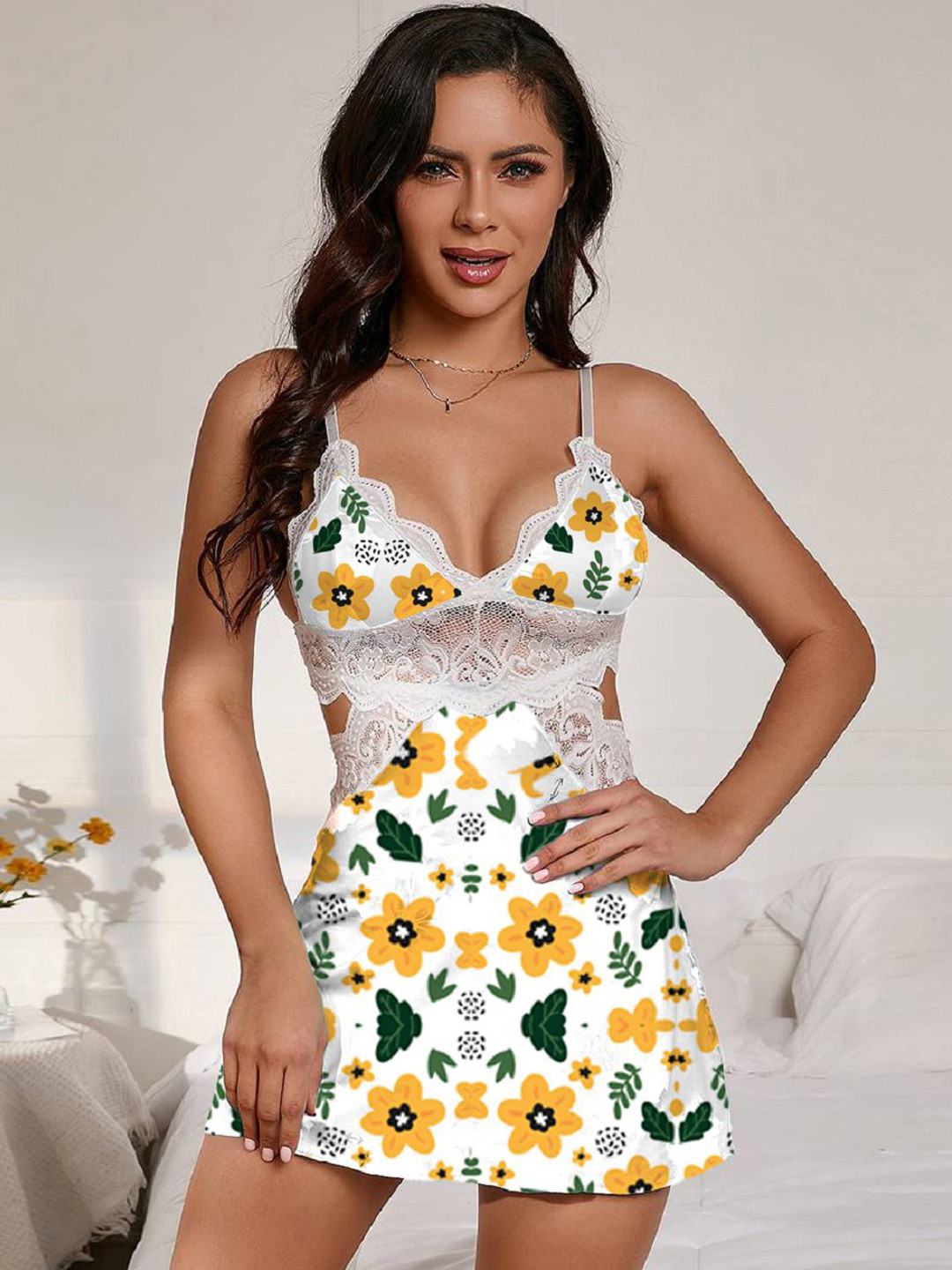 

Softwrap Floral Printed Shoulder Straps Baby Doll, White