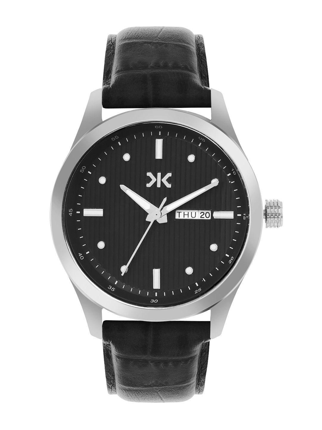 

Killer Men Brass Textured Dial Reset Time Analogue Watch KLMO77D, Black