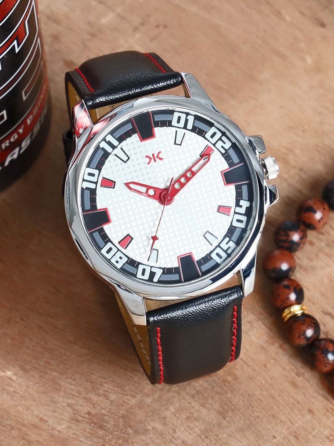 

Killer Men Brass Dial & Leather Straps Analogue Watch KLMO73A, White