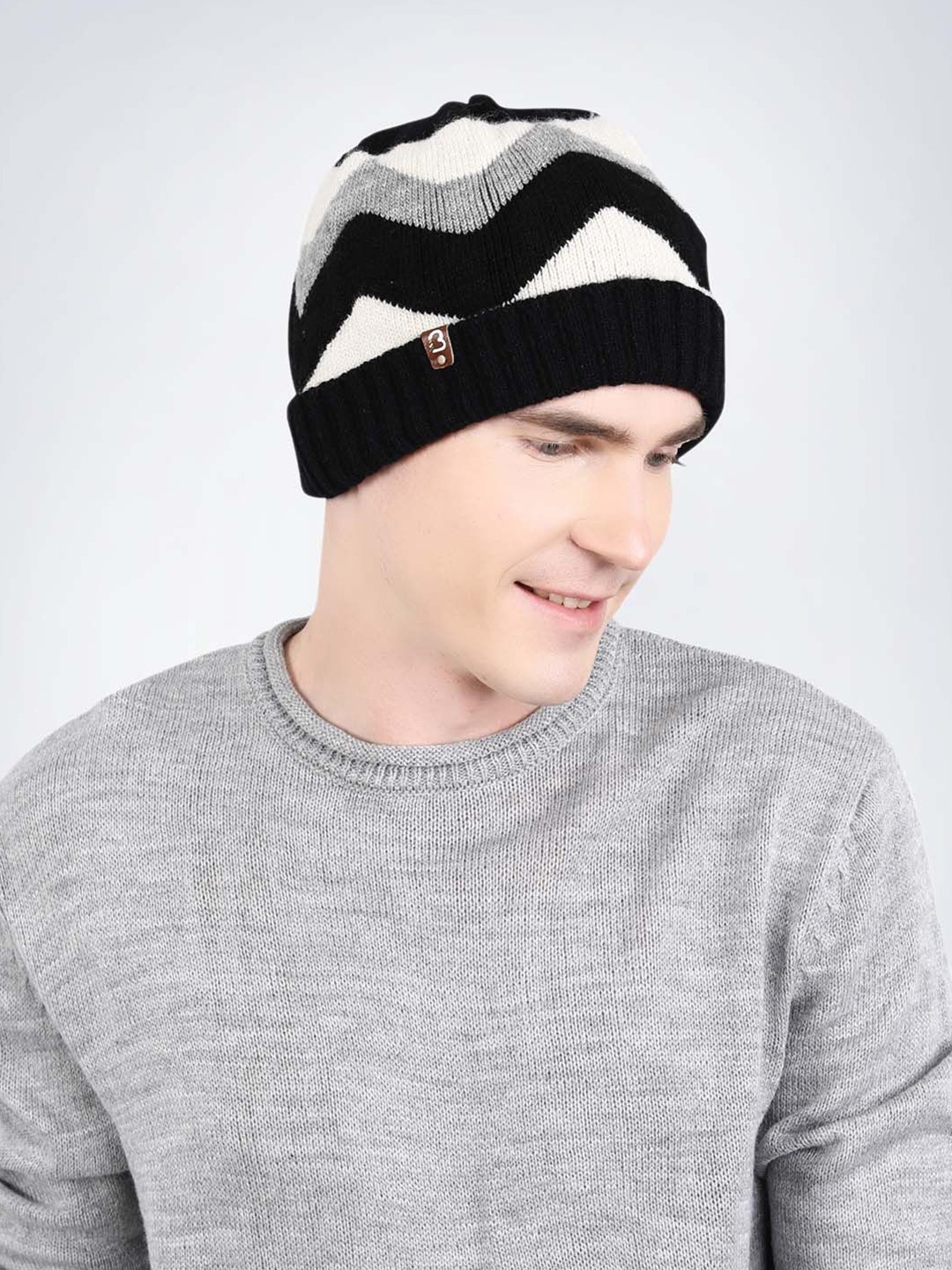 

Bharatasya Men Self Design Beanie, Grey