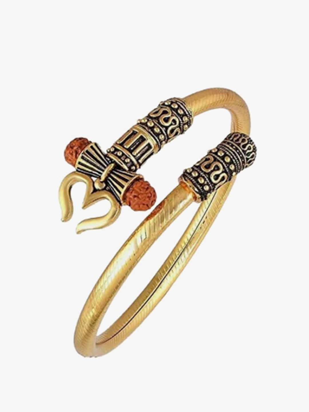 

The Roadster Lifestyle Co. Men Stainless Steel Sacred Om Metal Kada Bracelet, Gold