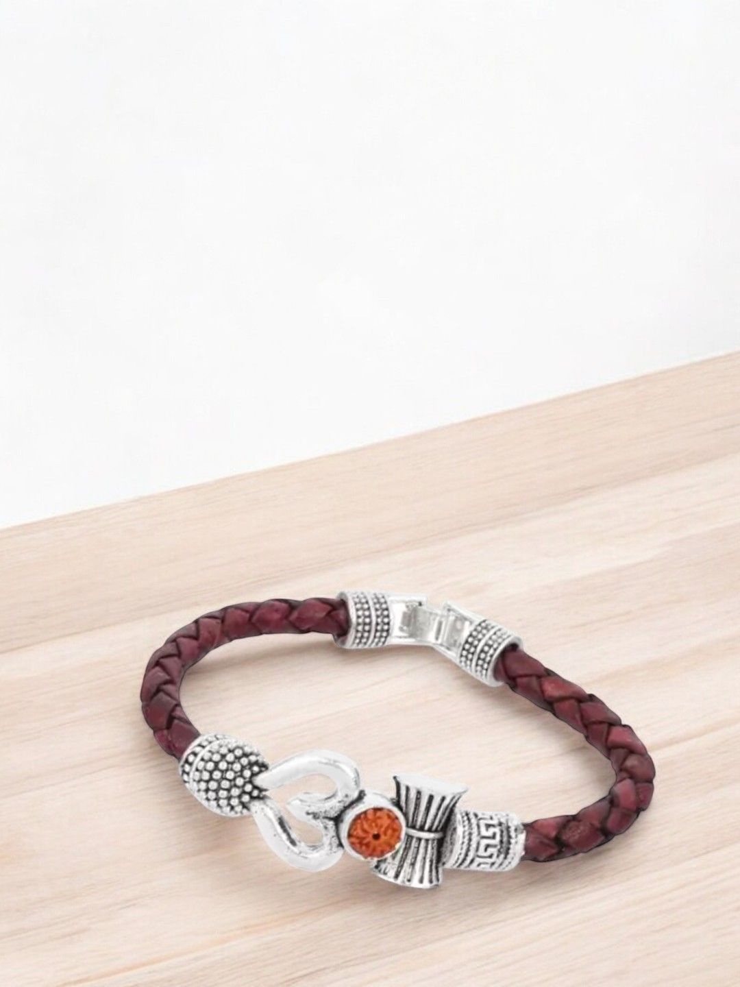 

The Roadster Lifestyle Co. Men Sacred Om Metal Kada Bracelet, Maroon