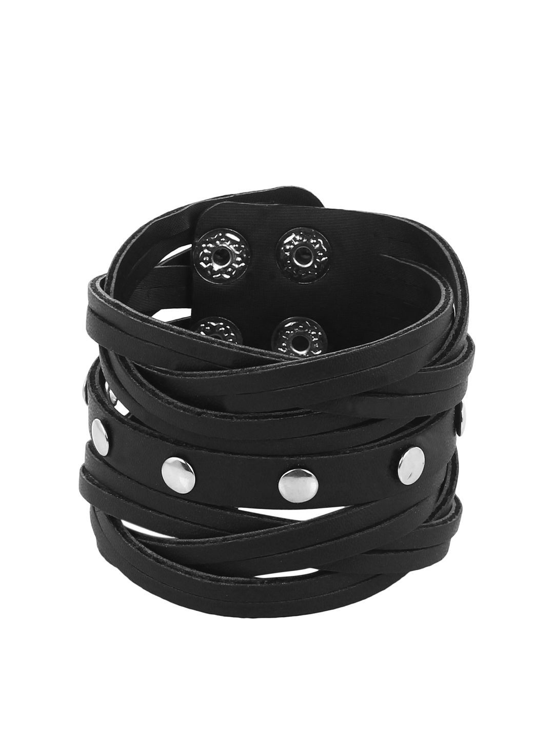 

The Roadster Lifestyle Co. Minimalist Men Leather Strap Wraparound Bracelet, Black
