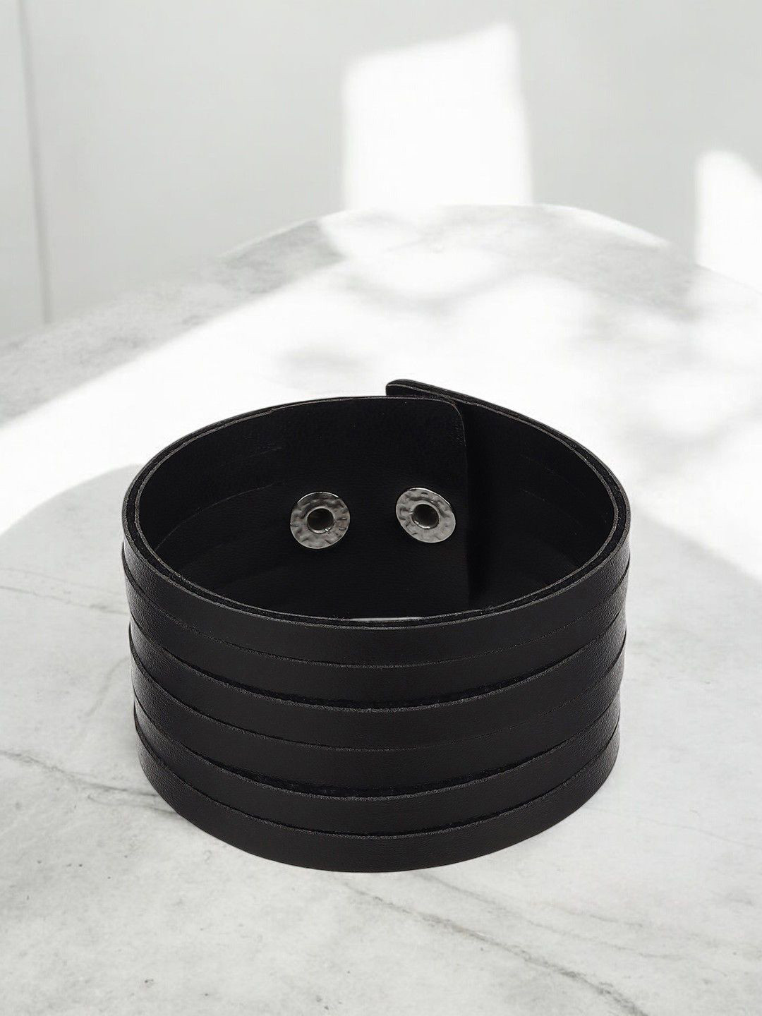 

The Roadster Lifestyle Co. Rugged Men Leather Wraparound Bracelet, Black