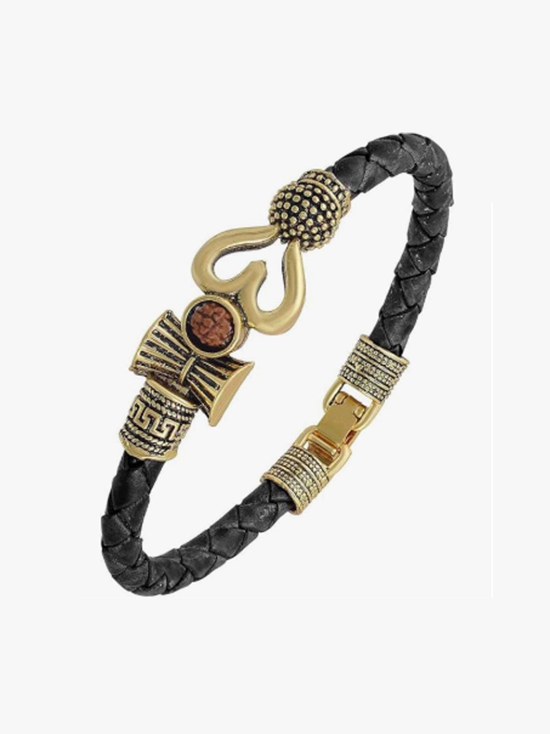 

The Roadster Lifestyle Co. Men Sacred Om Metal Kada Bracelet, Black
