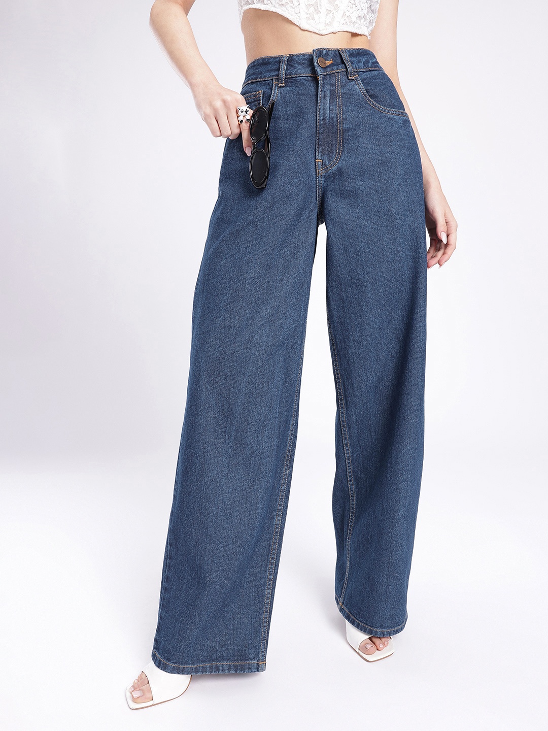 

glitchez Women Timeless Classic Wide Leg Jeans, Blue