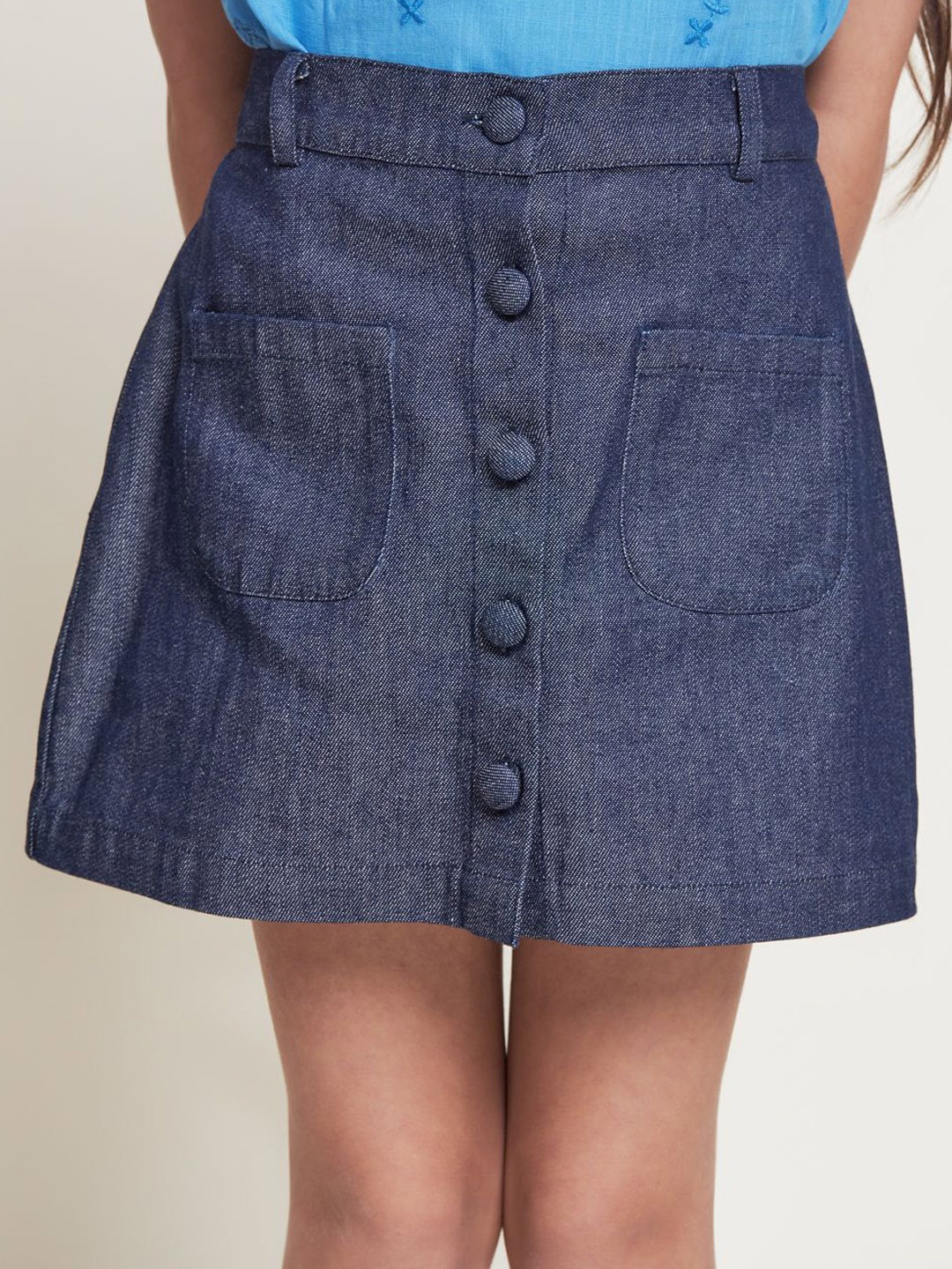 

BAESD Girls Pure Cotton A-Line Skirt, Navy blue