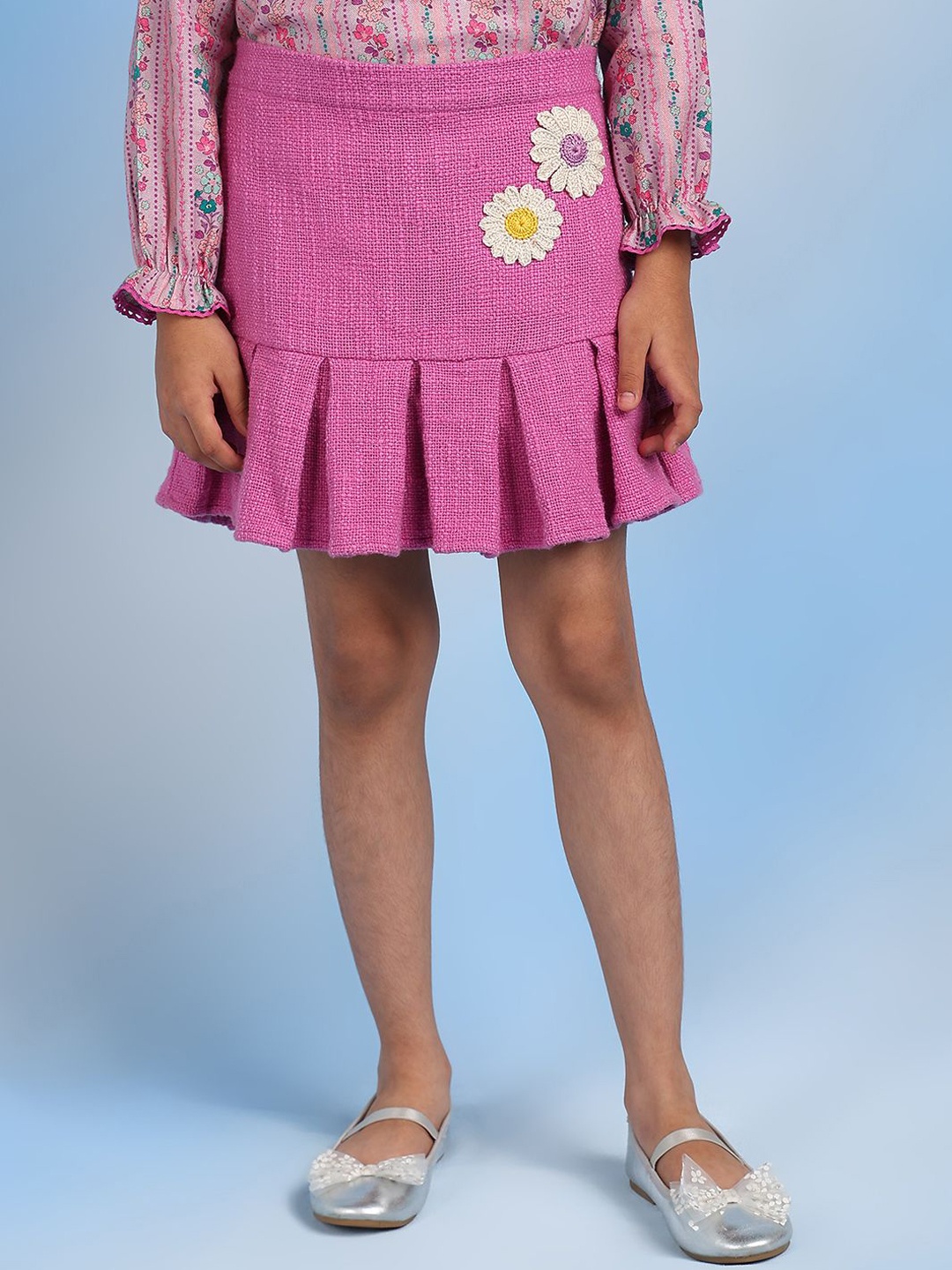 

BAESD Girls Gathered Fit Above Knee Peplum Skirt, Pink