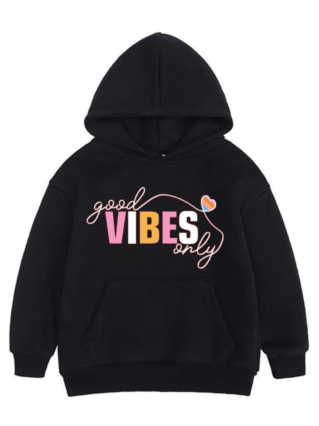 

CoolTees4U Kids Typography Printed Hooded Cotton Pullover Sweatshirt, Black