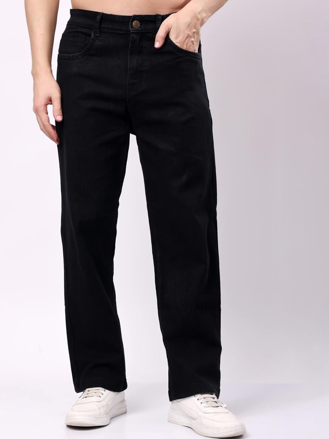 

Rend Men Relaxed Fit Mid-Rise Jeans, Black