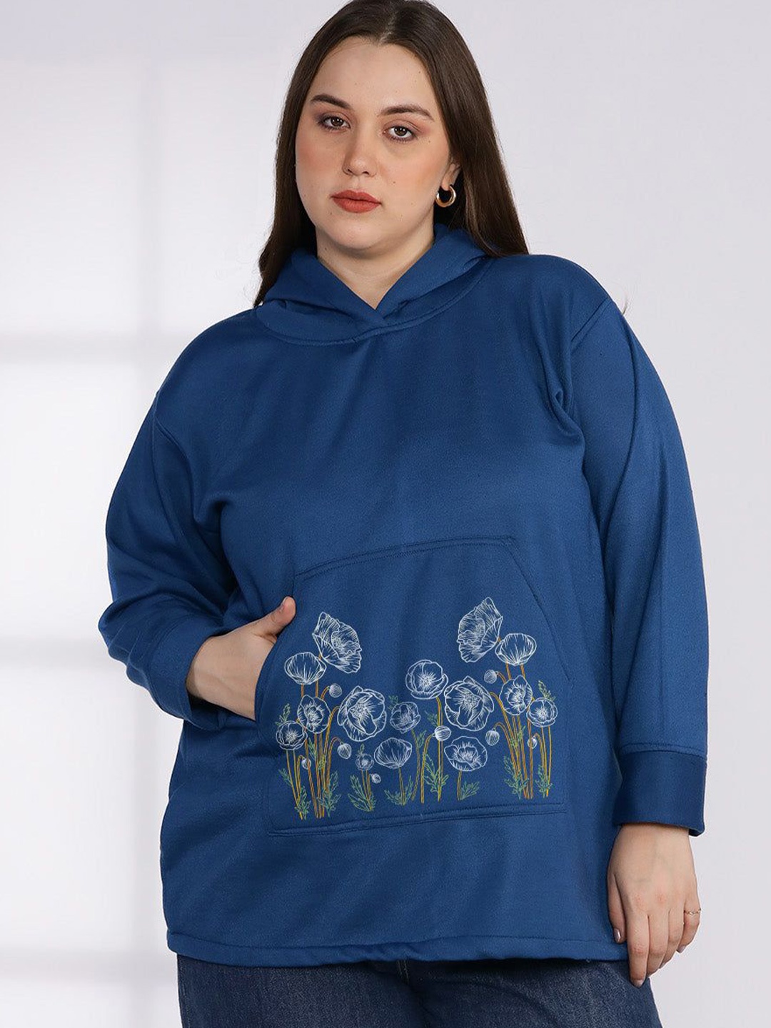 

LetsDressUp Women Printed Long Sleeves Hooded Sweatshirt, Blue