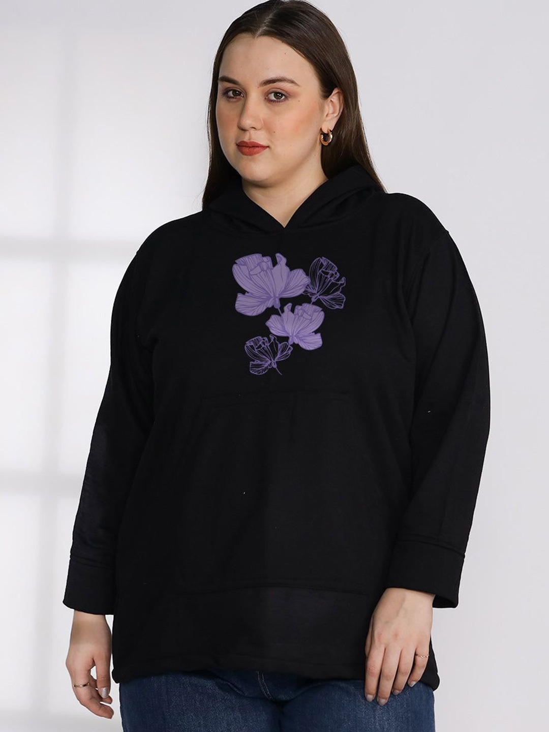 

LetsDressUp Women Printed Hooded Sweatshirt, Black