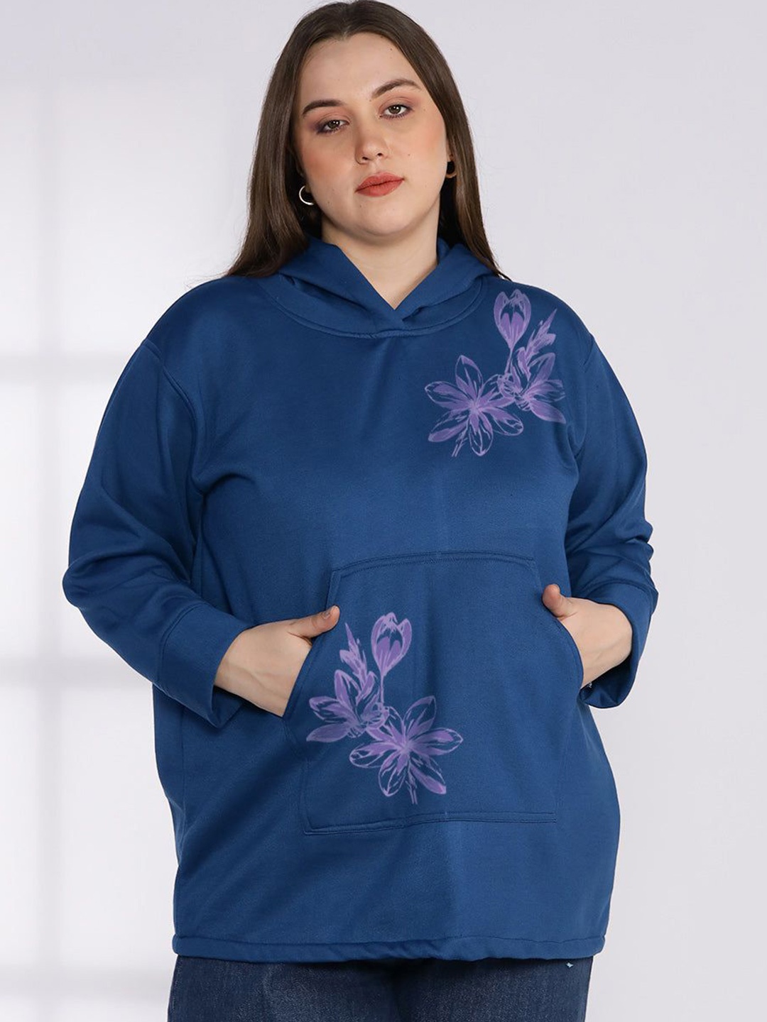 

LetsDressUp Women Printed Hooded Plus Size Sweatshirt, Blue