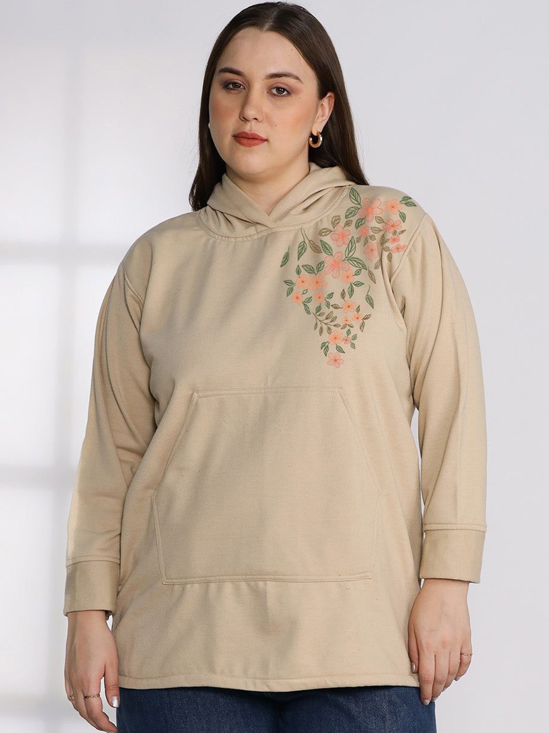 

LetsDressUp Women Printed Hooded Sweatshirt, Beige
