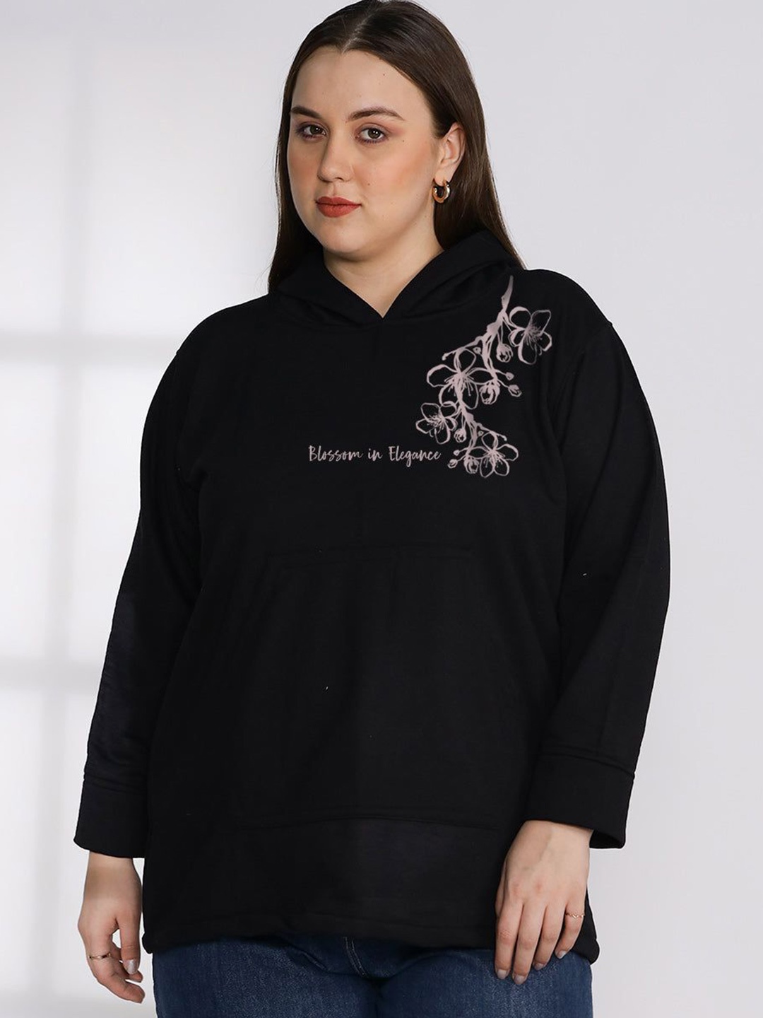 

LetsDressUp Women Printed Hooded Sweatshirt, Black