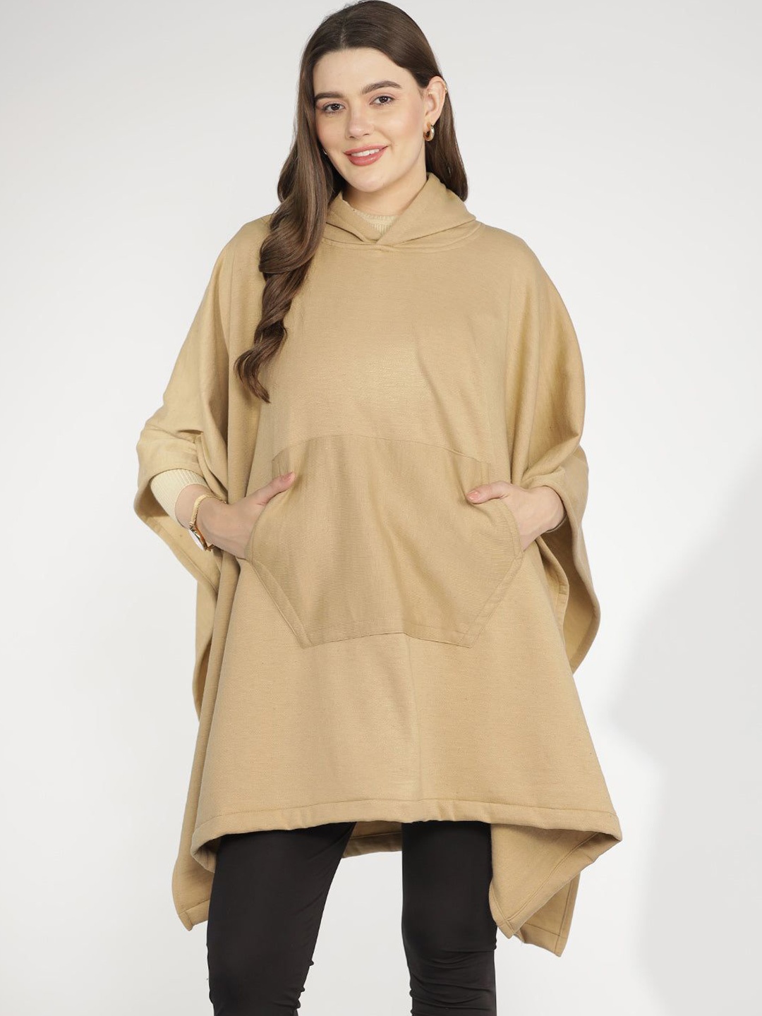 

LetsDressUp Women Poncho Hooded Sweatshirt, Beige