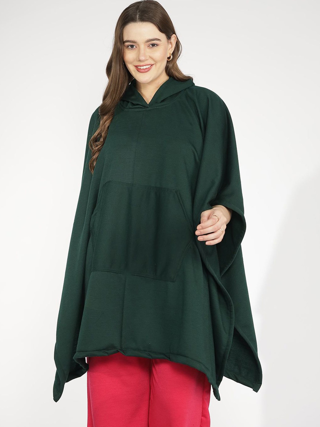 

LetsDressUp Women Hooded Poncho Sweaters, Green