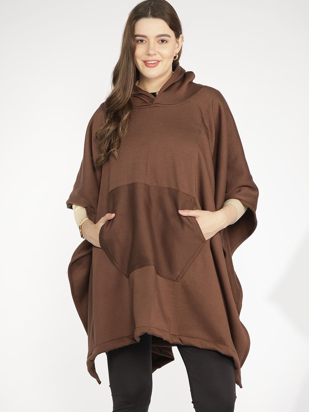 

LetsDressUp Women Hooded Longline Sweatshirt, Coffee brown
