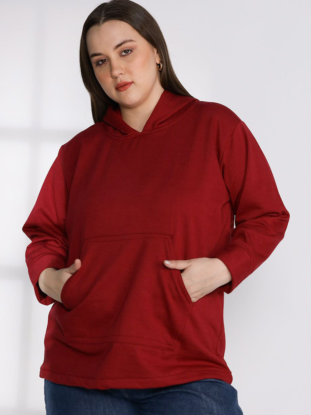 

LetsDressUp Women Plus Size Hooded Sweatshirt, Maroon