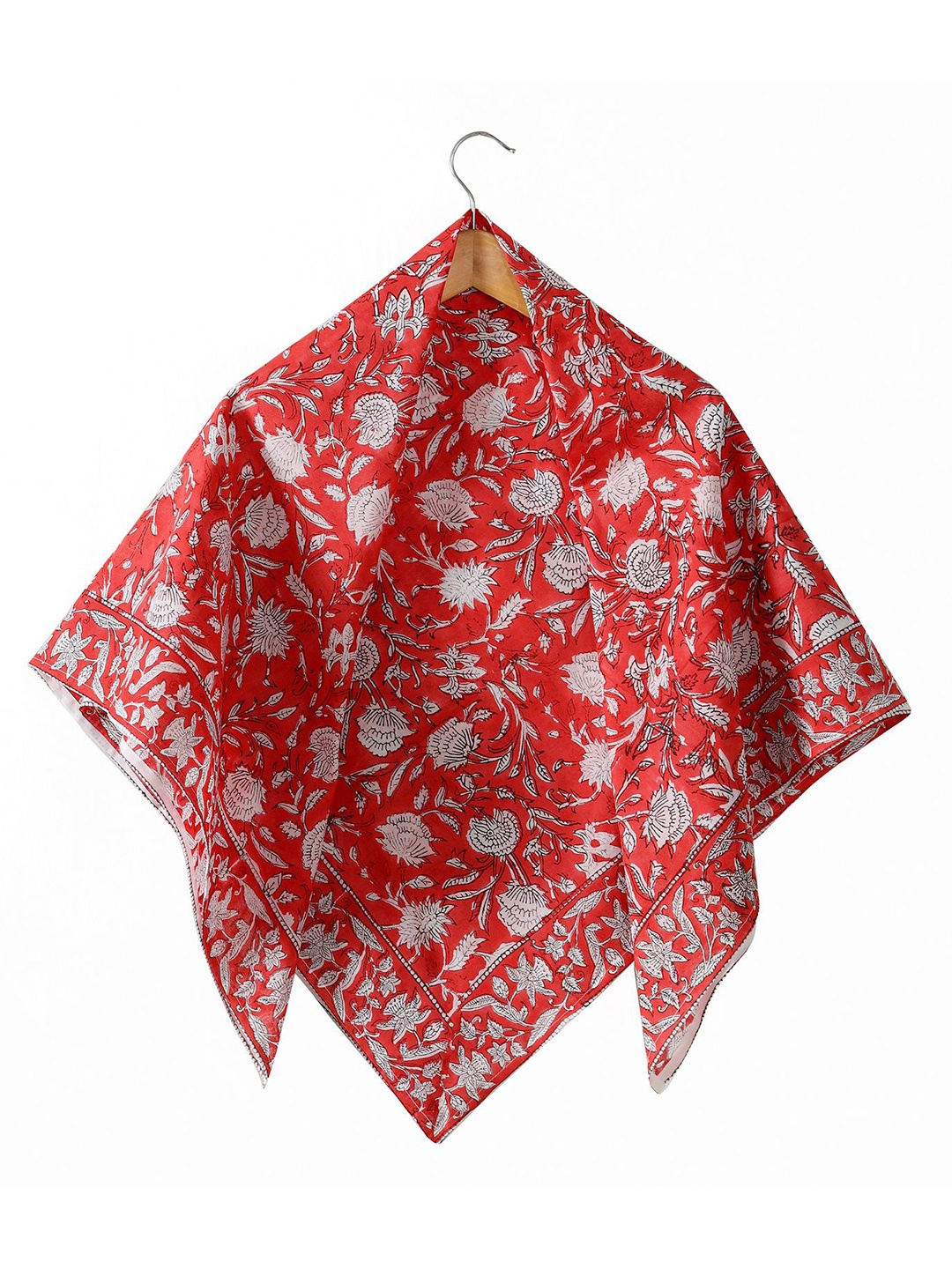 

HANDICRAFT PALACE Women Cotton Floral Printed Scarf, Red