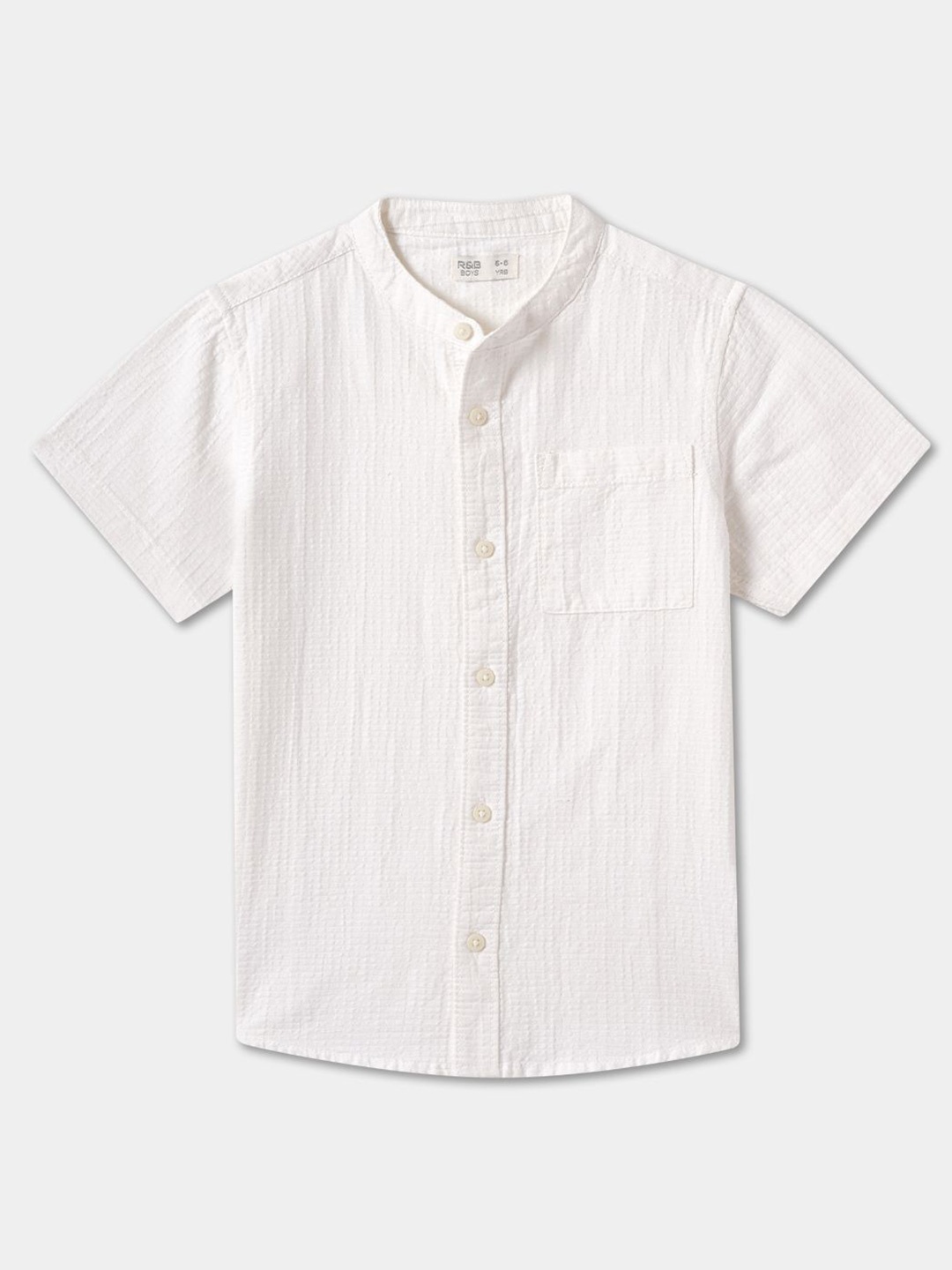 R&B Boys Opaque Striped Casual Shirt, White