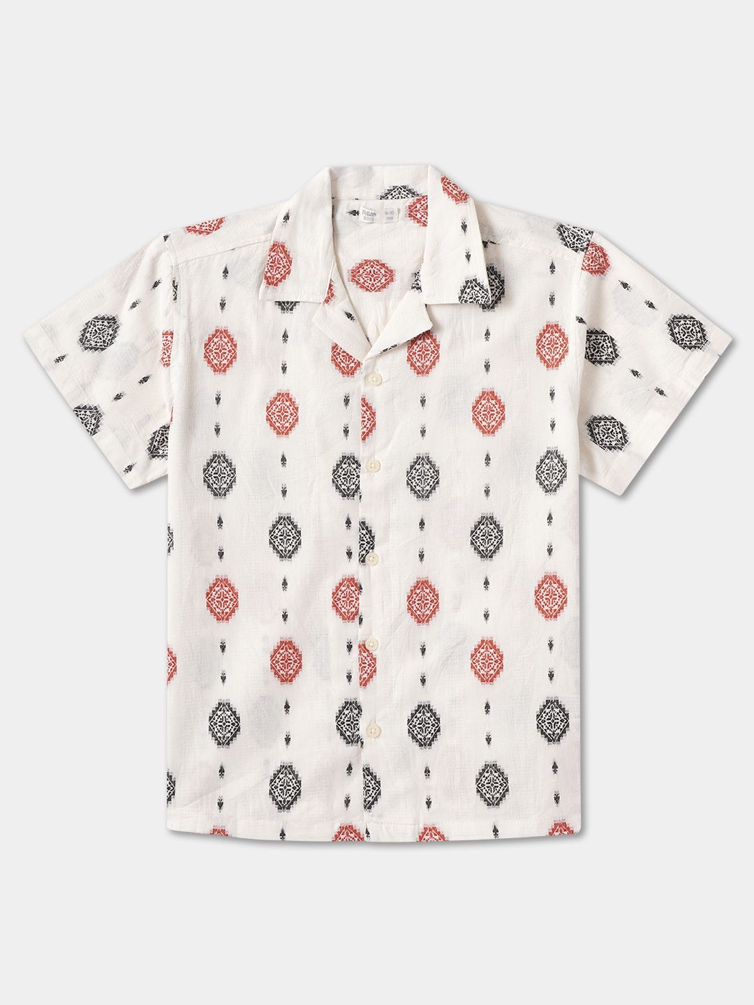 

R&B Boys Opaque Printed Casual Shirt, Beige