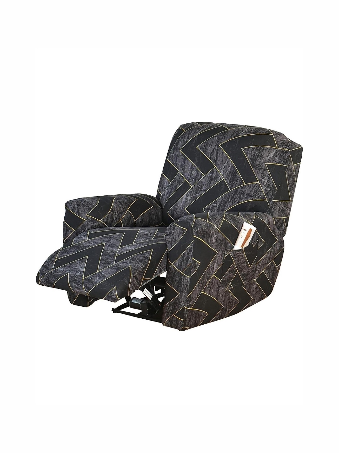 

HOUSE OF QUIRK Black & Grey Printed Printed 1 Seater Sofa Cover With Arms