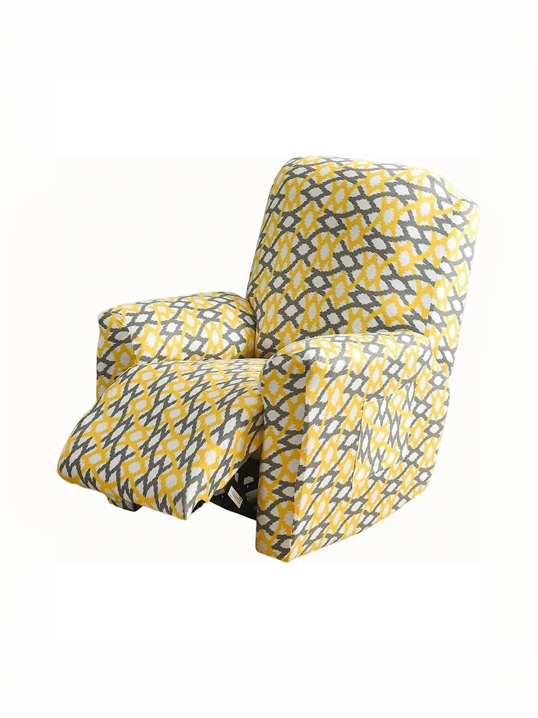 

HOUSE OF QUIRK Yellow & Grey Printed 1 Seater Sofa Cover With Arms