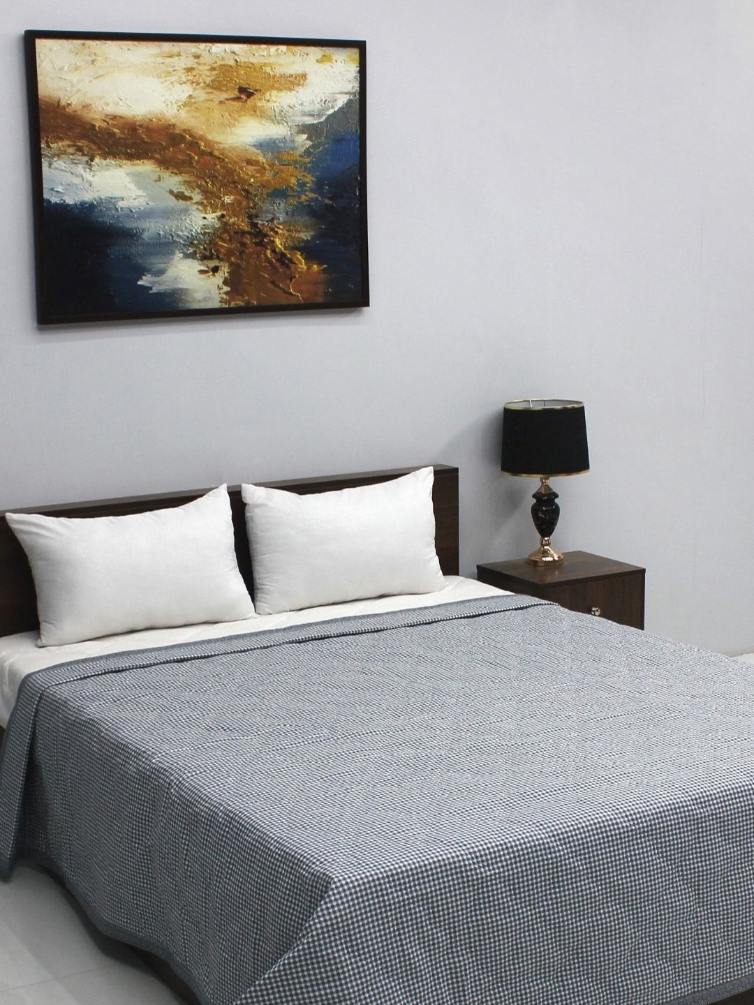 

Steve & Anderson Marbella Navy Blue Checked Mild Winter 400 GSM Double Bed Comforter