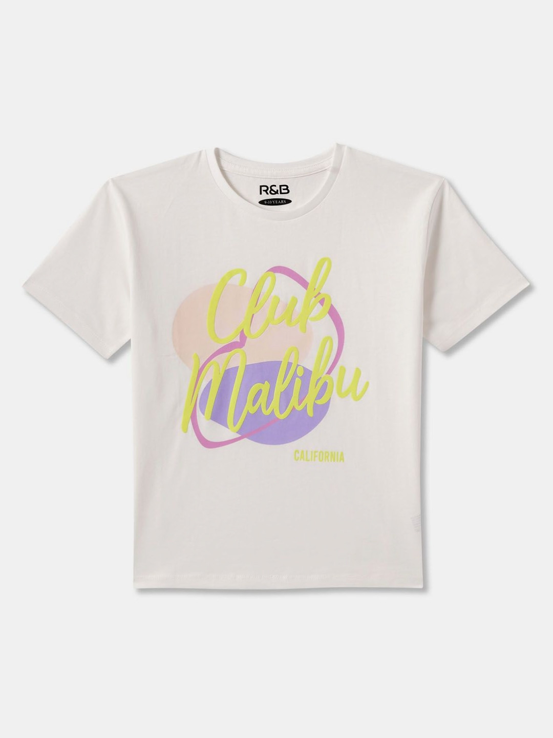 

R&B Girls Typography Printed Round Neck Cotton T-shirt, White