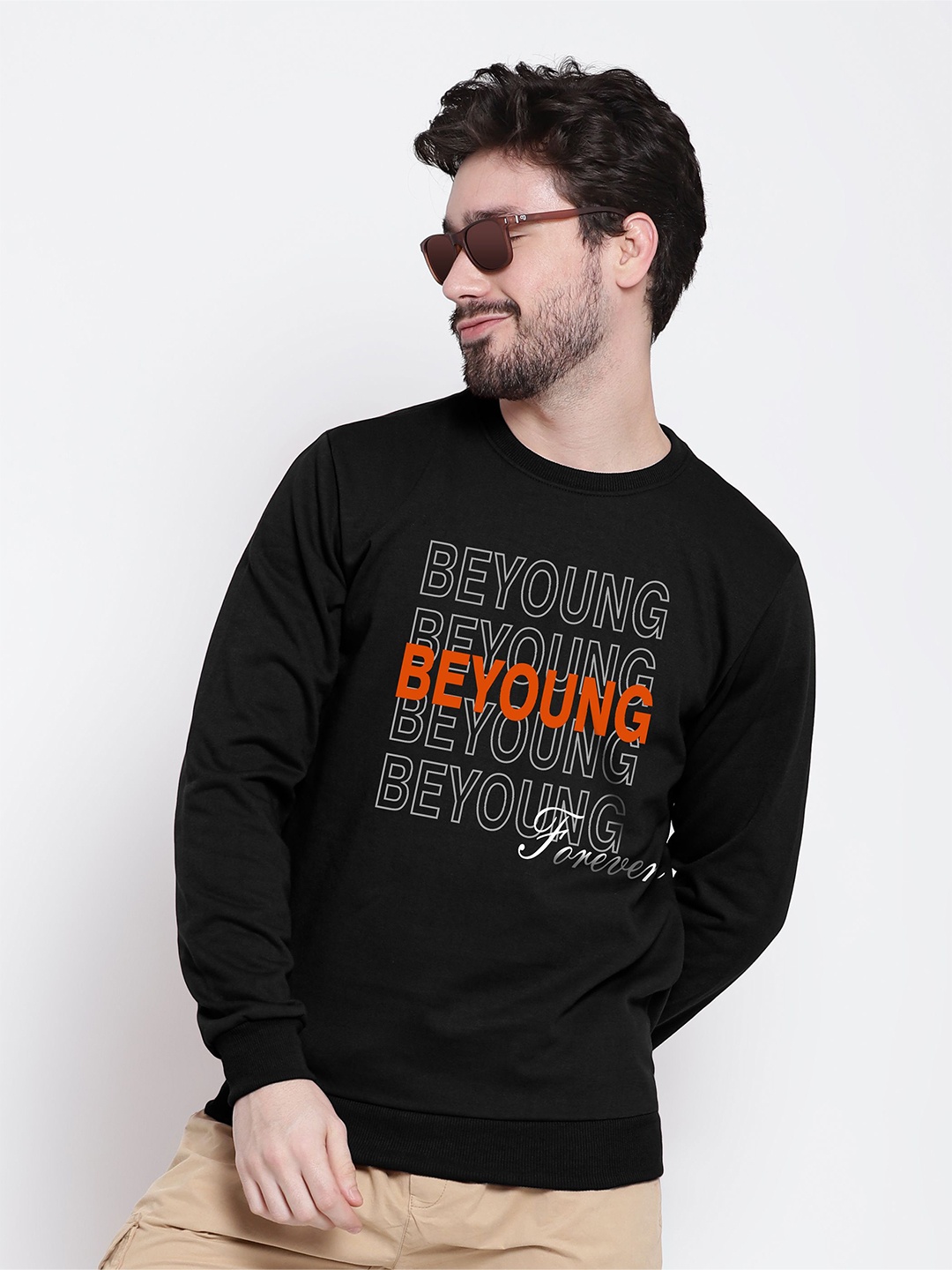 

Beyoung Men Cotton Long Sleeves Sweatshirt, Black