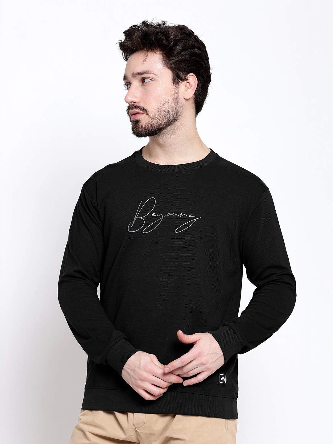 

Beyoung Men Round Neck Sweatshirt, Black