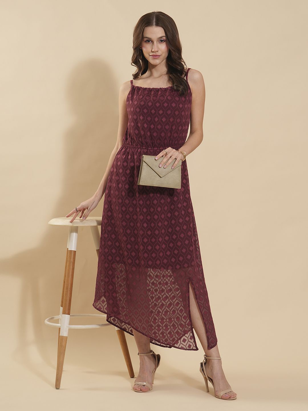

Fashfun Women Fit & Flare Midi Dress, Maroon